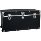 Footlocker Trunk with Wheels, 33", Nickel Hardware, Black Trooper